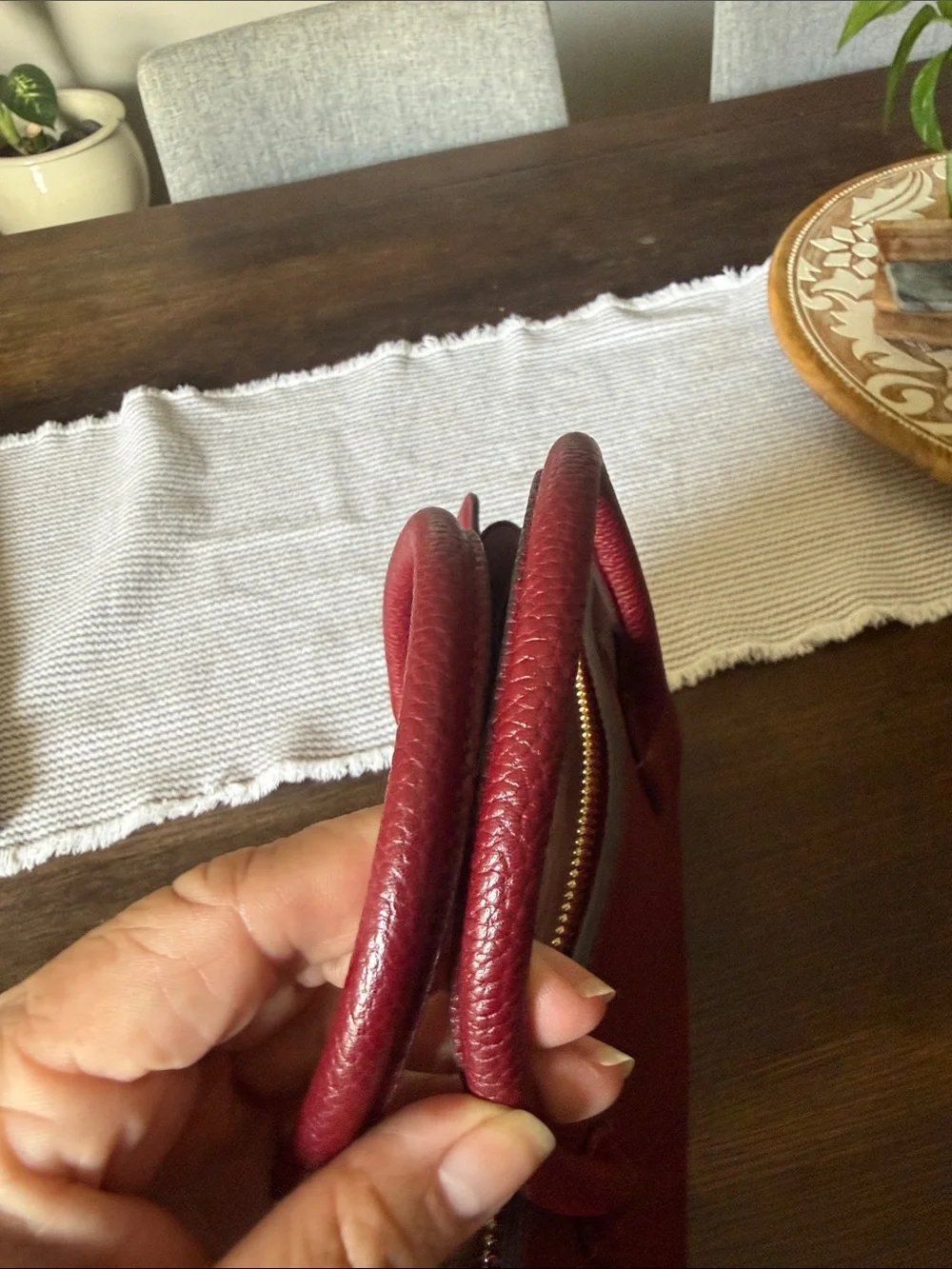 kate spade Pebbled Leather Satchel in Berry Red